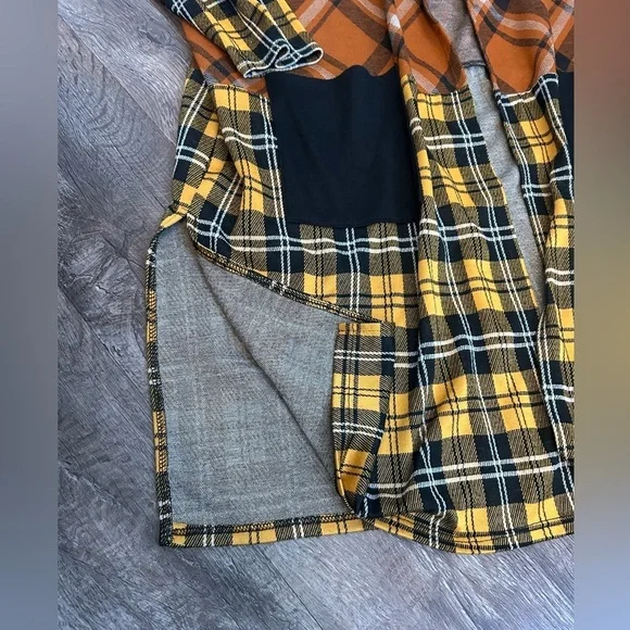 BiBi Colorful Plaid Cardigan Yellow Orange - Picture 2 of 5